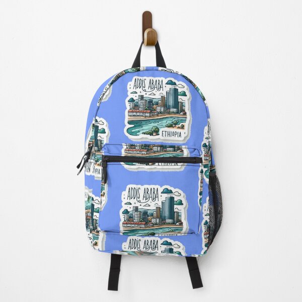Item preview, Addis Ababa Ethiopia Minimalist Watercolor Cityscape Sticker with Flag , designed and sold by PaintMeWorld.