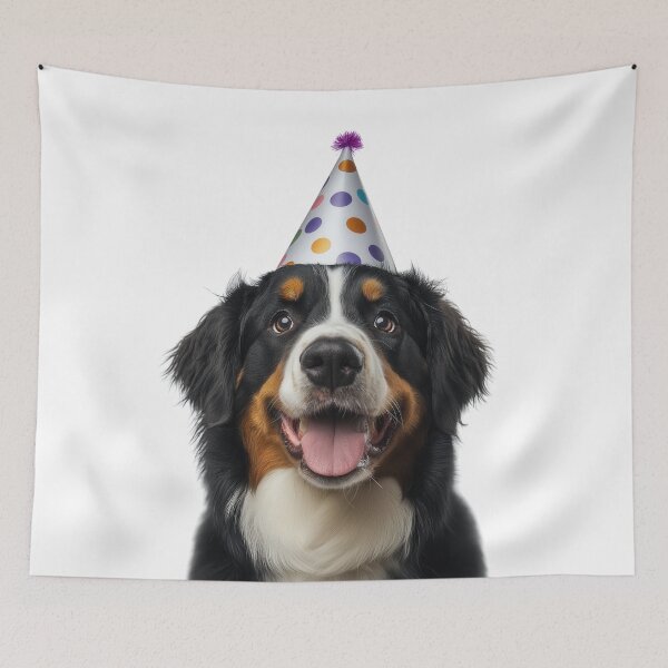 Artikelvorschau, Niedlicher Berner Sennenhund mit Partyhut Geburtstagsfeier entworfen und verkauft von LazyOwlStore.