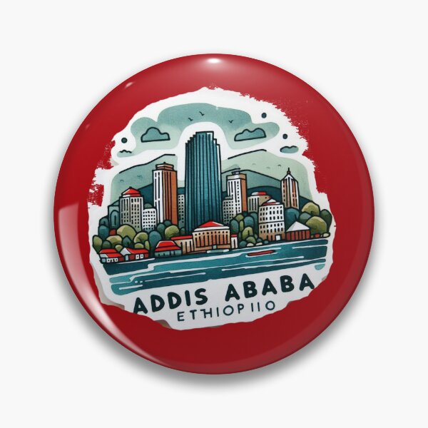 Item preview, Addis Ababa Ethiopia Minimalist Watercolor Cityscape Sticker with Flag ,  designed and sold by PaintMeWorld.