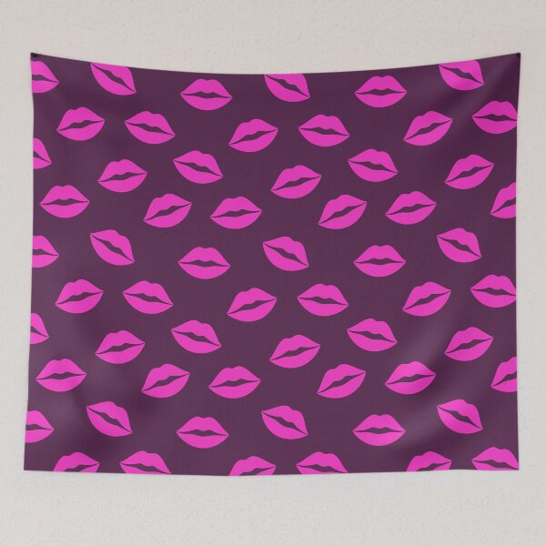 Item preview, Pink Lips on Dark Purple Seamless Pattern designed and sold by quickkdesign.