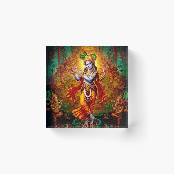 Item preview,  Vibrant Krishna Art Poster with Wooden Frame designed and sold by PaparazziAnunnaki.