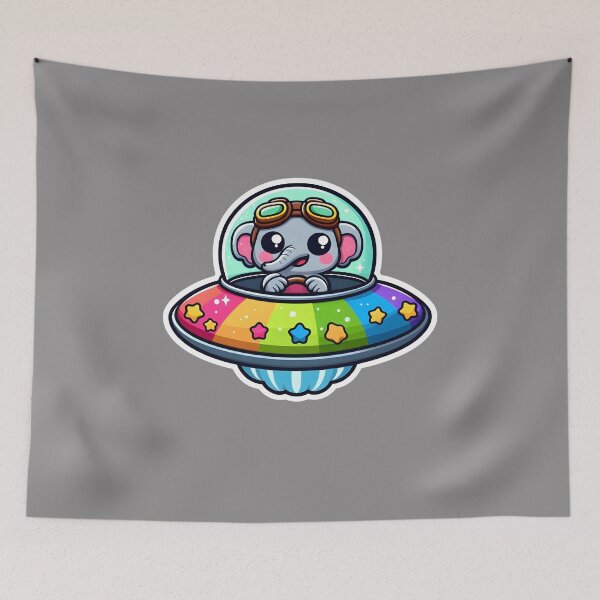 Item preview, UFO Rainbow Elephant designed and sold by ArtistEmbrace.