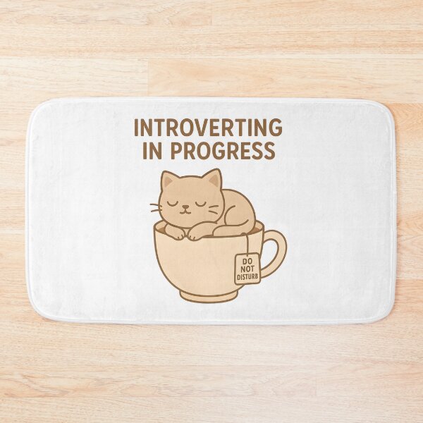 Item preview, Cozy Cat Sleeping in Teacup – Do Not Disturb Neutral Art designed and sold by ArtbotsGallery.