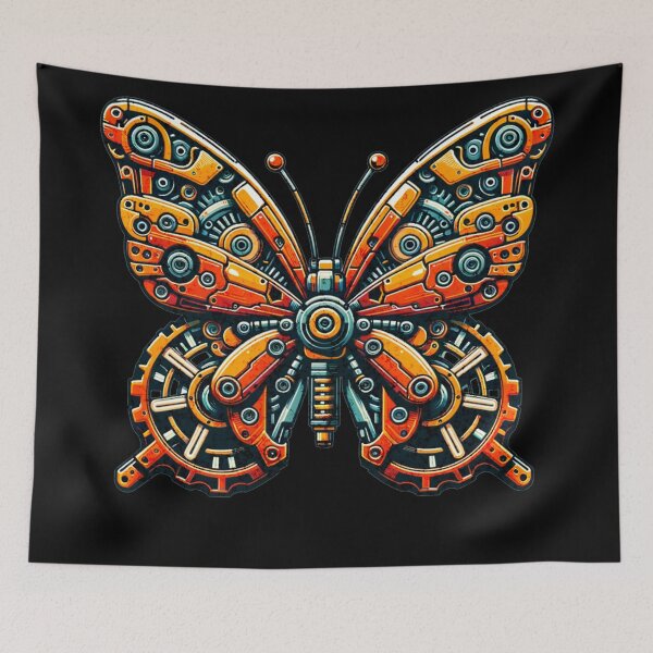 Item preview, Steampunk Mechanical Butterfly – Futuristic Cyber Insect Art designed and sold by Broken Minimalister.