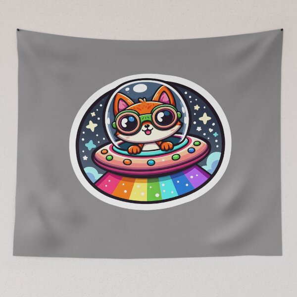 Item preview, UFO Rainbow Fox designed and sold by ArtistEmbrace.