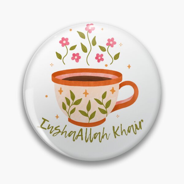 Item preview, InshaAllah Khair – Floral Chai Cup Islamic Affirmation Design designed and sold by Sabr and Chai.