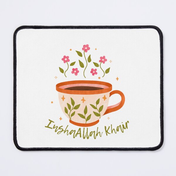 Item preview, InshaAllah Khair – Floral Chai Cup Islamic Affirmation Design designed and sold by Sabr and Chai.
