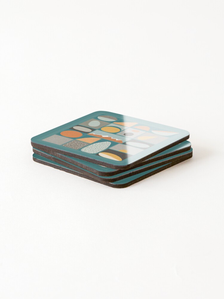 Thumbnail 4 of 5, Coasters (Set of 4), Geometric Shapes Abstract Rocks Geometry Art Pattern designed and sold by SunfullyYours.