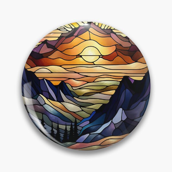 Artikelvorschau, Buntglas-Bergdesign entworfen und verkauft von LBJ-Creations.