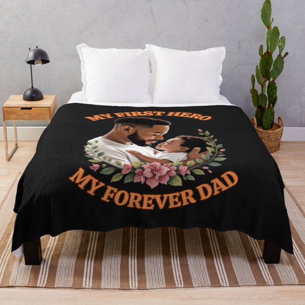 Item preview, Black Father Holding Baby With Flowers: My First Hero My Forever Dad designed and sold by elynne9.