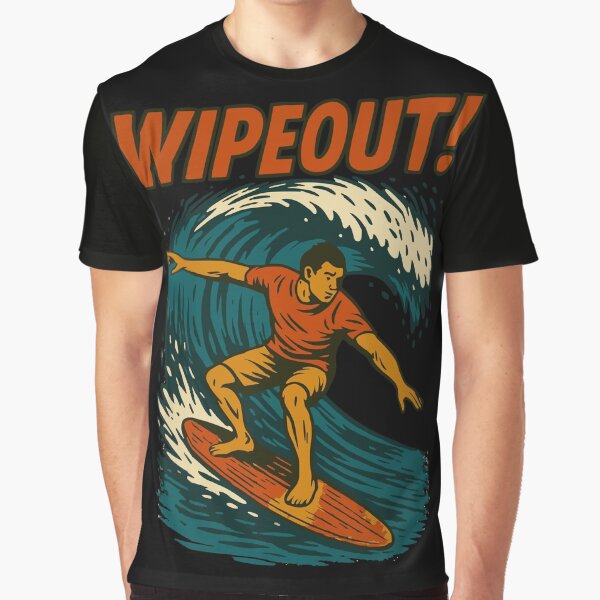 Aperçu de l'œuvre WIPEOUT ! – Illustration de surf rétro créée et vendue par TheBlandBrand.