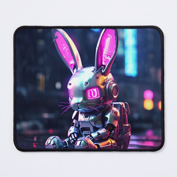 Item preview, Neon Cyberpunk Robot Sad Bunny | Futuristic Tech Rabbit Art designed and sold by UnboxedZone.