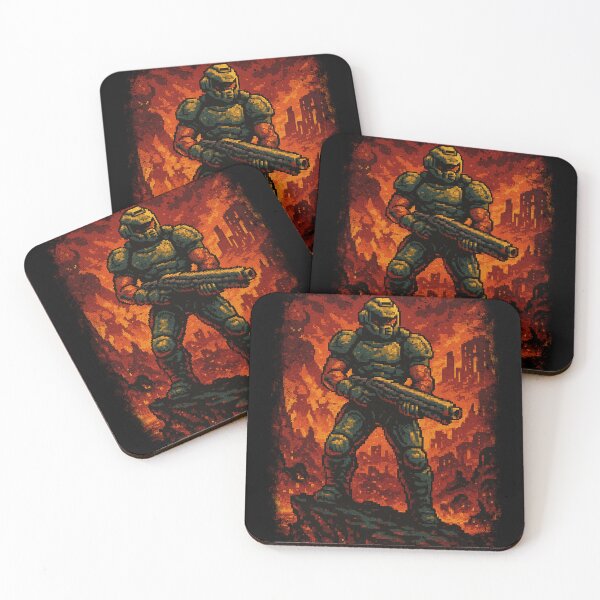 Item preview, Retro Pixel Warrior in Hellscape  designed and sold by GeekStorie.