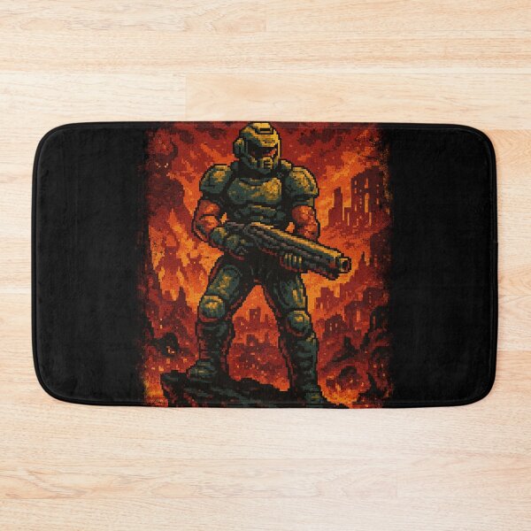 Item preview, Retro Pixel Warrior in Hellscape  designed and sold by GeekStorie.