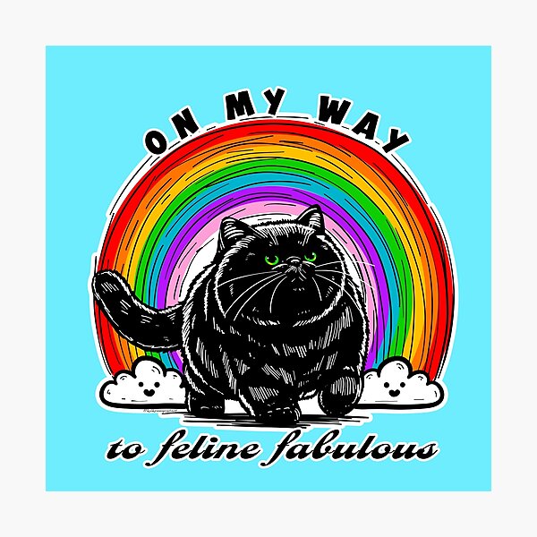 Item preview, Feline Fabulous Black Cat Rainbow designed and sold by KilkennyCat Art.