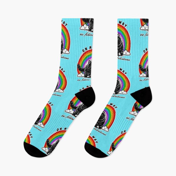 Item preview, Feline Fabulous Black Cat Rainbow designed and sold by KilkennyCat Art.