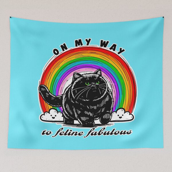 Item preview, Feline Fabulous Black Cat Rainbow designed and sold by KilkennyCat Art.