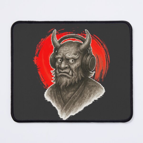 Item preview, Japanese Oni Mask Wearing Headphones Modern Folklore Sumi-e designed and sold by Analog-attire.