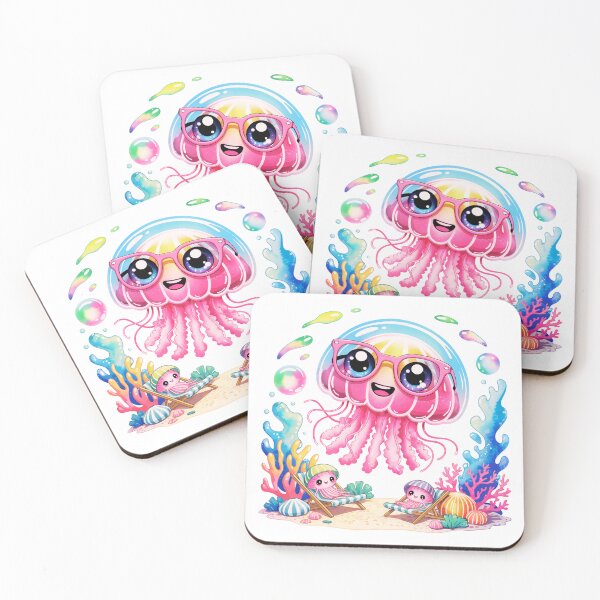 Item preview, Kawaii Jellyfish Cute Colorful designed and sold by MadCatPrints.
