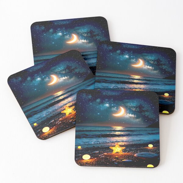 Item preview, Moonlit Beach with Glowing Stars designed and sold by Exodoi.