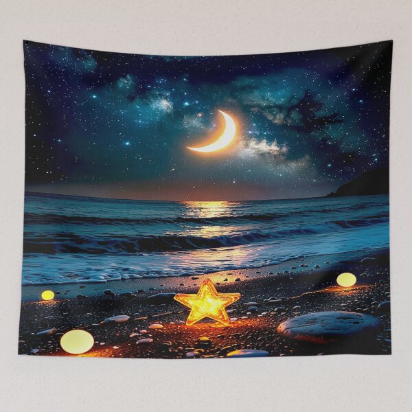 Item preview, Moonlit Beach with Glowing Stars designed and sold by Exodoi.