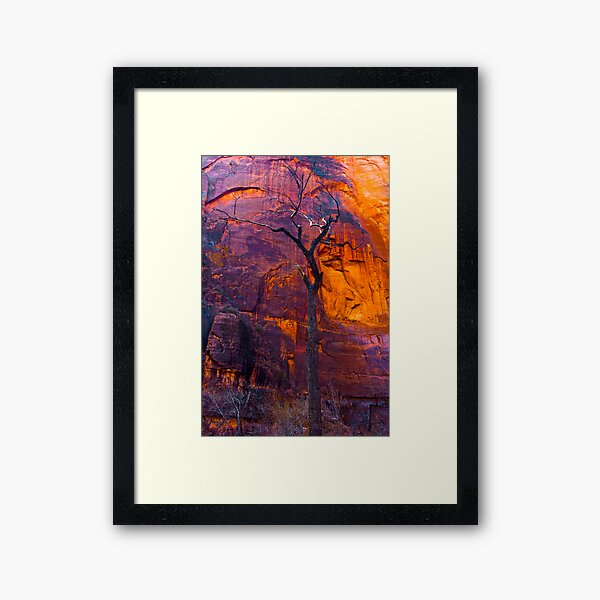 Burning Tree, zion Framed Art Print