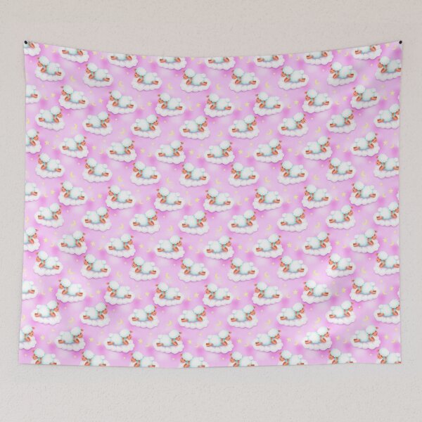Item preview, Cutest Sheeps on cloud with lila background and moon and stars designed and sold by jancajiravova.