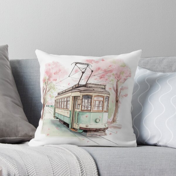 Item preview, Vintage Tokyo Tram Under Sakura Bloom designed and sold by SakuraHaven.