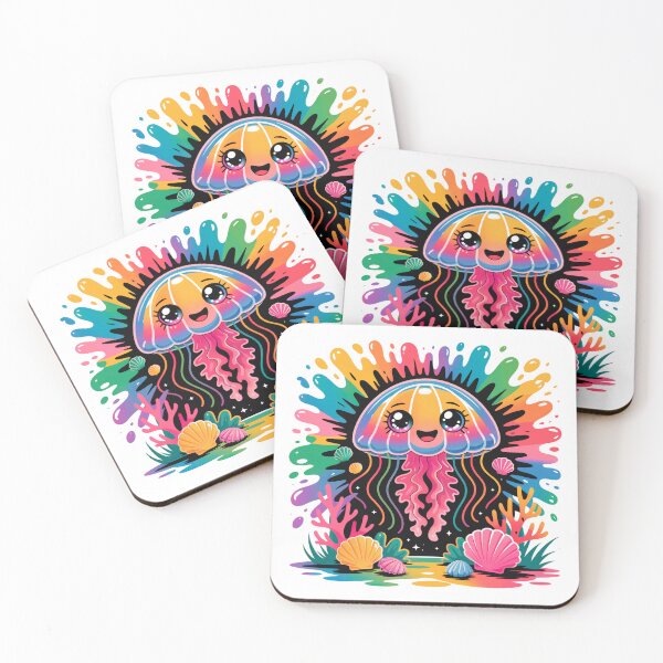 Item preview, Kawaii Jellyfish Colorful Smiling designed and sold by MadCatPrints.
