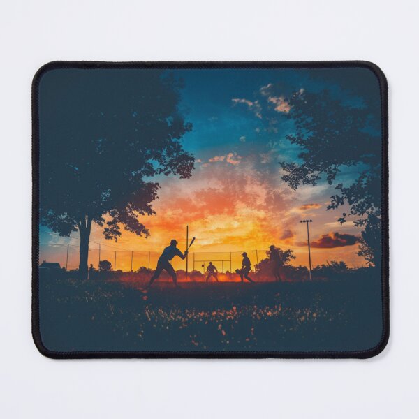 Item preview, Sunset gradient backdrop with baseball players in the field  Active Outdoors Inspired Art designed and sold by CDC40.