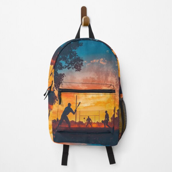 Item preview, Sunset gradient backdrop with baseball players in the field  Active Outdoors Inspired Art designed and sold by CDC40.