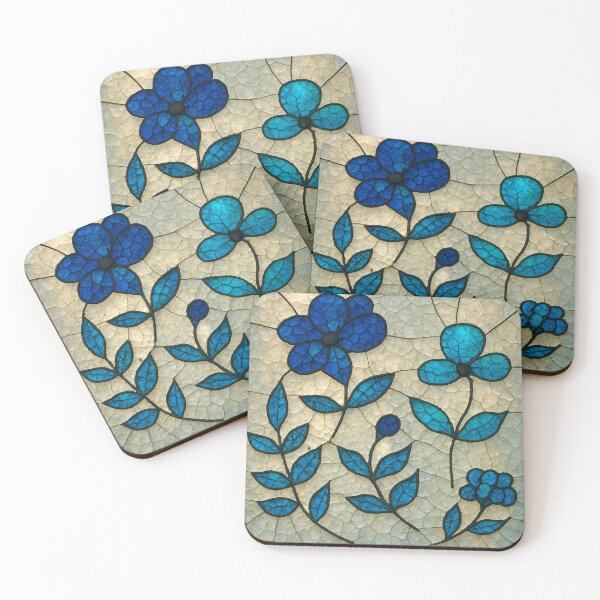 Item preview, Blue Floral Stained Glass – Original Drawing Transformed designed and sold by Pacika.