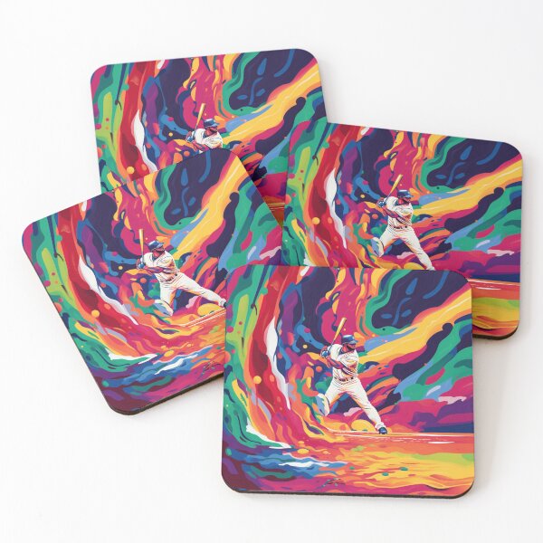 Item preview, Psychedelic twist on a baseball scene with bold colors and abstract shapes  Active Outdoors Inspired Art designed and sold by CDC40.
