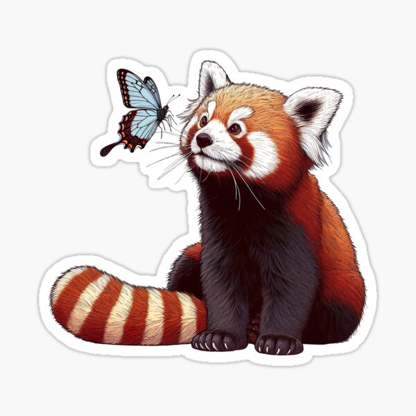 Item preview, Red Panda and Butterfly designed and sold by whimsical-ai.