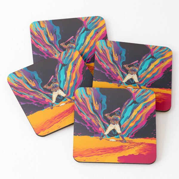 Item preview, Psychedelic twist on a baseball scene with bold colors and abstract shapes  Active Outdoors Inspired Art designed and sold by CDC40.