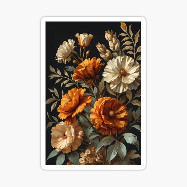 Item preview, Golden Season – Vintage Floral Arrangement on Black designed and sold by BYN7 Shop.