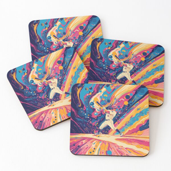 Item preview, Psychedelic twist on a baseball scene with bold colors and abstract shapes  Active Outdoors Inspired Art designed and sold by CDC40.