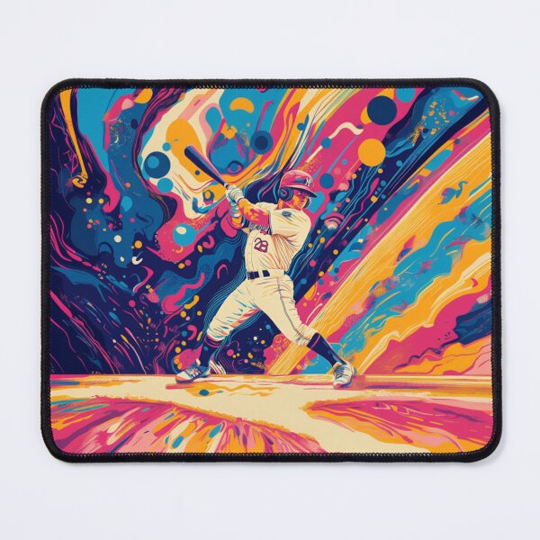 Item preview, Psychedelic twist on a baseball scene with bold colors and abstract shapes Active Outdoors Inspired Art designed and sold by CDC40.