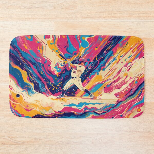 Item preview, Psychedelic twist on a baseball scene with bold colors and abstract shapes  Active Outdoors Inspired Art designed and sold by CDC40.