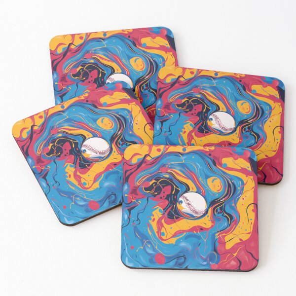Item preview, Psychedelic twist on a baseball scene with bold colors and abstract shapes  Active Outdoors Inspired Art designed and sold by CDC40.