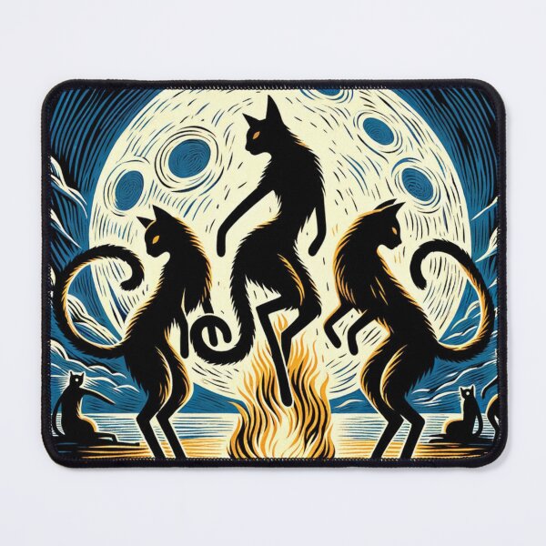 Item preview, Shamanic Cat Dance in Full Moonlight 8k Wallpaper designed and sold by Keirnyx.