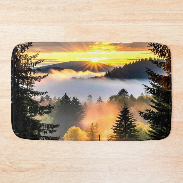 Item preview, Misty Sunrise Over Forested Mountains designed and sold by Exodoi.