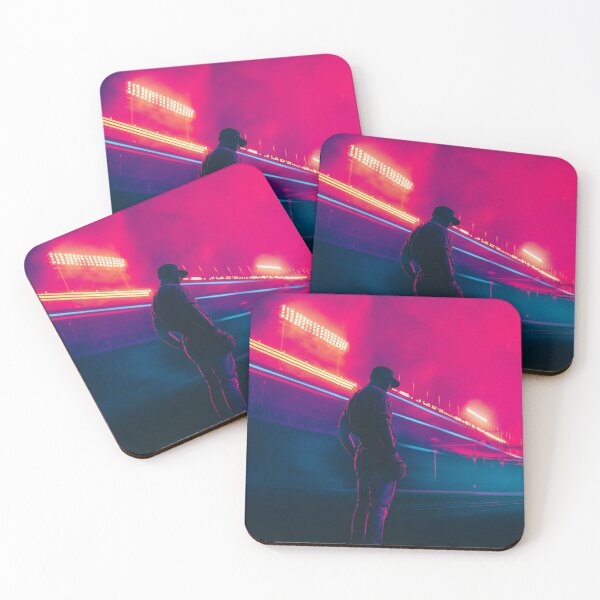 Item preview, Monochrome silhouette of a baseball player against a neon-lit stadium  Active Outdoors Inspired Art designed and sold by CDC40.