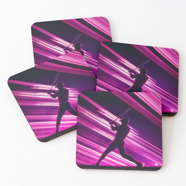 Item preview, Monochrome silhouette of a baseball player against a neon-lit stadium  Active Outdoors Inspired Art designed and sold by CDC40.