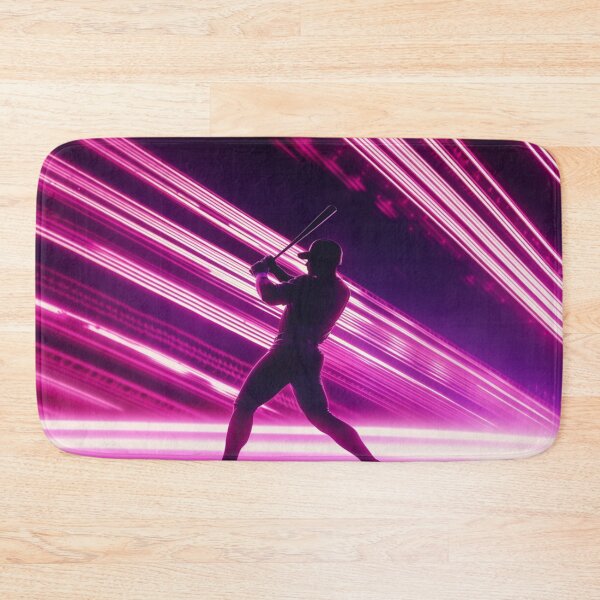 Item preview, Monochrome silhouette of a baseball player against a neon-lit stadium  Active Outdoors Inspired Art designed and sold by CDC40.