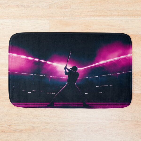 Item preview, Monochrome silhouette of a baseball player against a neon-lit stadium  Active Outdoors Inspired Art designed and sold by CDC40.