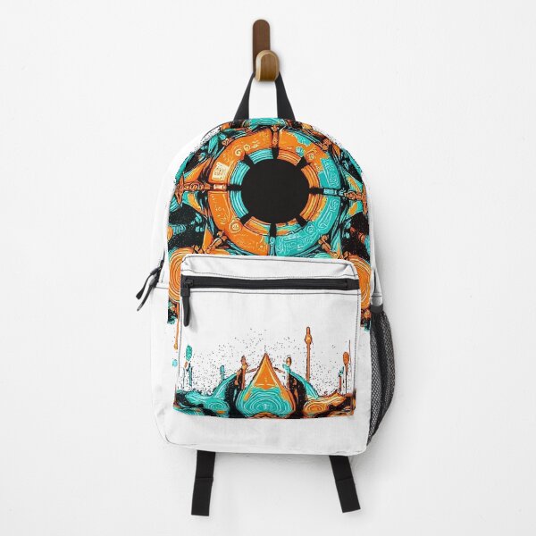 Item preview, Cyberpunk Mandala - Abstract Tech Art with Teal and Orange Splatter designed and sold by ZarruTee.