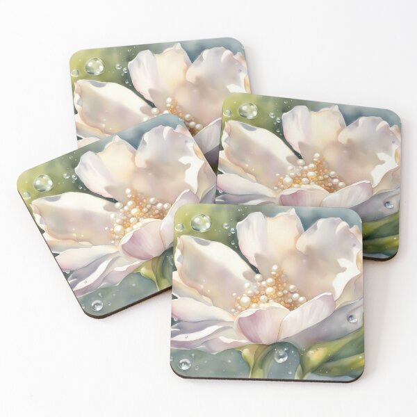Item preview, White Flower and Waterdrops designed and sold by CalmnessbyChoice.