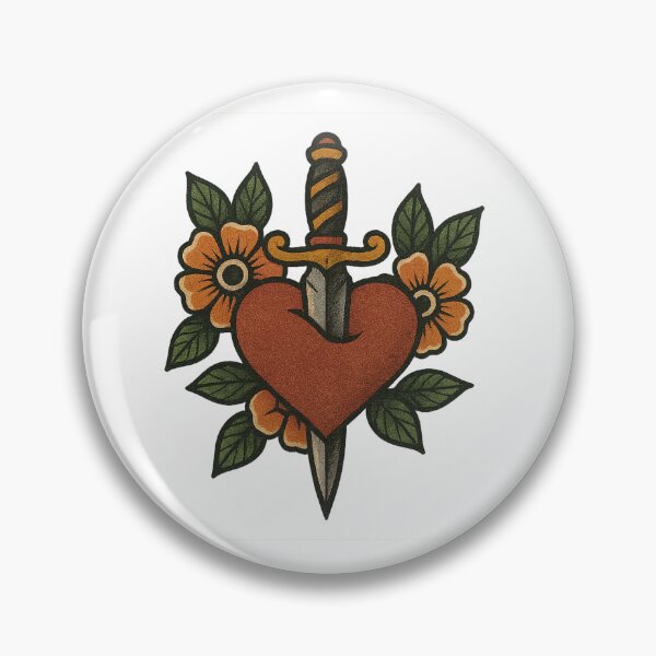 Item preview, Heart Pierced by Dagger with Flowers designed and sold by IllustrifyArts.