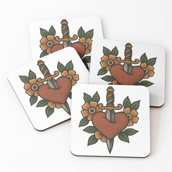 Item preview, Heart Pierced by Dagger with Flowers designed and sold by IllustrifyArts.